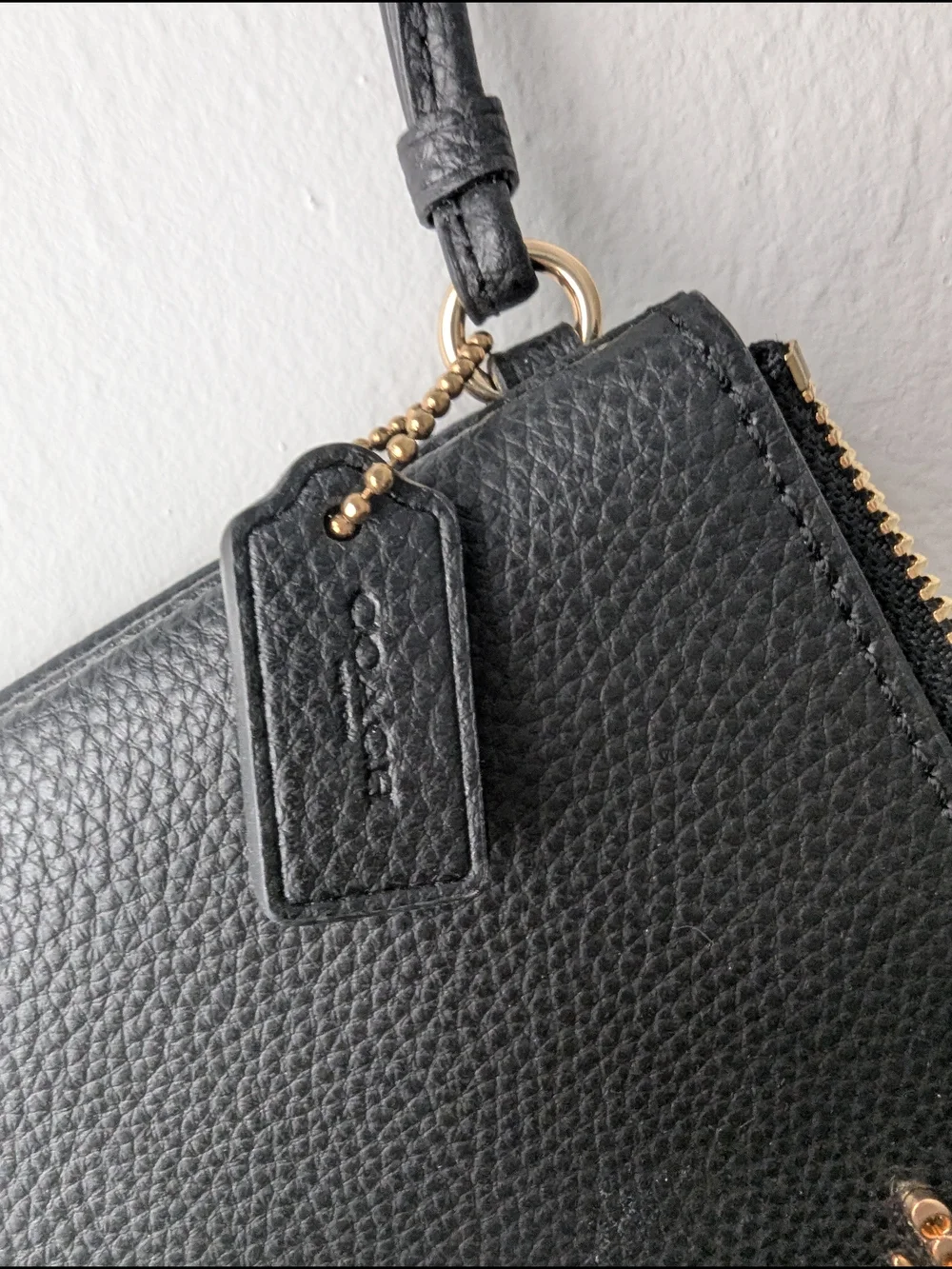 NWT Coach Black Leather Zip Wristlet